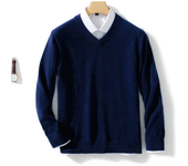 Men's Wool Warm Pullovers Sweater V-Neck Knit Winter Fit Tops Male Cashmere Knitwear Jumpers Bottoming Shirt Plus Size 5XL
