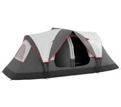 Outsunny Tienda de Campaña Familiar para 6-8 Personas Tienda de Camping Plegable con 2 Habitaciones y Bolsa de Transporte Impermeable para Senderismo 450x215x180 cm Gris