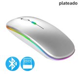 Ratón inalámbrico compatible con Bluetooth, 2,4 GHz, 1600DPI, recargable por USB, Luz RGB, portátil, ordenador portátil, PC, Macbook, Juego