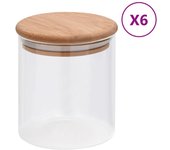 vidaXL Tarros de Almacenaje con Tapa de Bambú Botes Jarra Botella (6 unidades) Capacidad 1000 ml, 600 ml