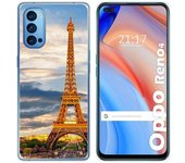 Tumundosmartphone Funda Gel Tpu para Oppo Reno 4 5G diseño Paris Dibujos