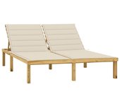 vidaXL Tumbona doble y cojines crema madera pino impregnada