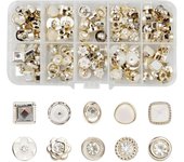 100 botones de diamantes de imitación de 10 estilos botones de costura botones de flores de diamantes de imitación botones de Perlas Dorados para Ropa, trajes, Abrigos, suétéres