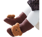 BABYZOCO Calcetines bebes, Calcetines para niños/as, Calcetines suela antideslizante, Calcetines Transpirable bebe, Diseño oso, Mezcla algodón, Longitud pie 13 cm, Apto para niños de 12 a 18 meses