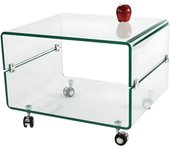 Mesa Auxiliar De Cristal Curvado Con Ruedas- 60 x 40 cm - DECOLUNAHOME