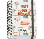 Dohe WWF Love Our Planet - Agenda Escolar A6 - Día Página - Papel 80g/m2 - Cubierta de Cartón Plastificado - Cierre con Goma Elástica