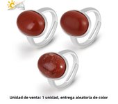 Small Egg Shape Natural Stone Ring Silver Color Adjustable White Crystal Quartz Amethytst Finger Rings Men Women Jewelry H512