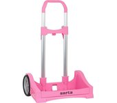 SAFTA - CARRO PORTA.EVOLUT ROSA CLARO P.673C - Carro Porta Evolution Fabricado en España Ruedas de 14cm diámetro antivibración super silenciosas cubierta de goma eva - Carro para mochilas - Bandeja antirozaduras regulable en varias posiciones