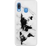 Funda compatible con Samsung Galaxy A20E - Be Unique Funda Gel mármol mapa negro