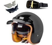 Retro 3/4 motorcycle helmet For Harley Cruiser semi-open motorcycle accessories motorcycle helmet retro helmet in winter