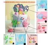 Mermaid Cake Topper Blue Ocean Seahorse Starfish Seaweed Coral for Kids 1st Birthday Party Boy Girl Baby Shower Party Decoration