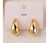 Gold Color Water Drop Earring Stud Simple Design Ins Women Post Earrings 3 Size Available Silver Color Big Surface Girls Jewelry