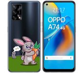 Tumundosmartphone Funda Gel Transparente para Oppo A74 4G diseño Conejo Dibujos