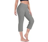 Women Elastic High Waist 3/4 Pant Casual Active Fit Wide Capris Leg Pants Trousers With Pockets Pants for Women Women’s Pants