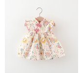 (0-3 Years Old) Summer Baby Girl Sunflower Bunny Flying Sleeve Chinese Style Dress Girl Retro Cartoon Qipao Dress