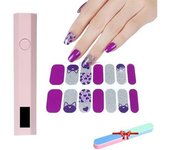 Pegatinas de uñas de gel con kit de luz ultravioleta, pegatinas de uñas de gel ultravioleta, kit de pegatinas de uñas de gel para bricolaje, tiras de uñas de gel semicuradas, fáciles de aplicar y quitar (07)