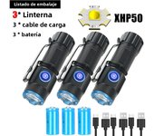 1~5Pcs Portable EDC Flashlight P50 Mini LED Magnetic Torch 16340 Battery with Hat Clip USB Rechargeable Camping Fishing Lantern