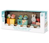 Janod Tren Pure de Madera con 3 Vagones y 17 Bloques de Colores para Desarrollar la Imaginación