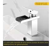 Grifo frío y Caliente de Cascada Negra, inoxidable Maple Basin, Grifo de lavabo Cuadrado