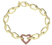 Guess Pulsera Mujer Beloved De Acero Dorado, Rosa