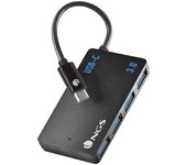 NGS Hub USB-C de 4 Puertos USB 3.0 - Tamaño Compacto - Alta Velocidad de Transmisión - Compatible con Mac, Tablets y Pc/portátiles - Color Negro
