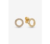 Pandora - Pendientes de fondo with brilliant Círculo-Baño de Oro de 14K