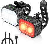 Luz Delantera y Trasera para Bicicleta, 8 + 12 Modos de Iluminación Luz LED para Bicicleta Impermeable IPX6, Luz para Bicicleta Recargable USB para Ciclismo MTB, Bicicleta Híbrida, Bicicleta, Batería de Larga Duración