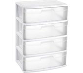 Tradineur - Cajonera de organización Nilo - Ideal para el hogar o el trabajo - Fabricación en plástico - 4 Cajones Translucidos - 80,5 x 56 x 40 cm - Color Blanco