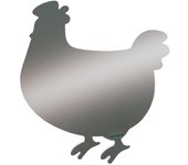 Henbea Espejo infantil Acrilico forma GALLINA, material Poliestireno Irrompible con Adhesivos tipo velcro ideal habitacion niños, espejo seguridad guarderias, escuelas infantiles, colegios, 60x48 cms (952)