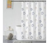 Cortina impermeable de Ducha de Tela y Poliéster - Cortina Baño antimoho con 12 Ganchos y Pesos para Bañera, Lavable con Agua - Blanco