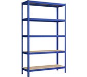 SONGMICS Estantería Pesada de 5 Niveles, Estantería de Acero, Montaje sin Herramientas, para Instrumentos, Garaje, Almacén, Trastero, Carga de 875 kg, 60 x 120 x 200 cm, Azul/Gris/Negro/Plata
