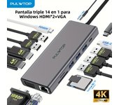 PULWTOP 14 in 1 USB C Docking Station Dual Monitor, USB C Hub Multiport Adapter for MacBook, Dell, HP, Surface Laptop