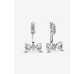 Pandora - Pendientes colgantes con lazo brillante-Plata de ley
