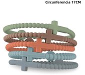 Jesus Bracelets Cross Macaron-colored Beaded Silicone Bracelets Gifts For Women Men Girls Boys Kids Aldult