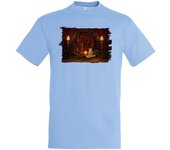 MERCHANDMANIA CAMISETA AZUL CIELO Vela Iluminado Luz Altar Pagano Wicca Magia moda verano tshirt brujas vampiros magos
