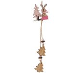 Guirma Colgante de Reno con Árboles de Madera de 26 cms