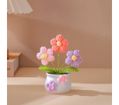 Artificial Crocheted Flower Bonsai Handmade Diy Tulips Sunflower Cute Knitted Flower Lily Of The Valley Home Decorations Crafts