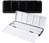 Empty Watercolor Palette, Metal Watercolor Tin with 26pcs Half Pans Paint Case with Lid Paint Box for Travel Gouache Oil Paintin