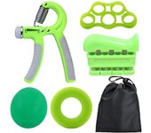 Hand Grip para Antebrazo Ejercitar - Paquete de 5 Piezas, Fortalecedor de Agarre de Manos Ajustables, Ejercitador de Manos, para Estirar Los Dobos, Anillo para Entrenar y Pelota Anti Estres, Perfecto para atletas, músicos, Escaladores