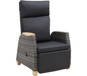 Tectake - Sillón de ratán PESCARA con estructura de aluminio y respaldo ajustable, Sillón lounge con acolchado grueso, respaldo y reposapiés ajustables sin niveles, Estructura estable y resistente de aluminio ligero y resistente a la corrosión, Funda