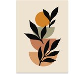 Abstract Nordic Wall Art Boho Style Geometric Lines Sun Greenery Simple HD Oil On Canvas Posters And Prints Home Bedroom Decor