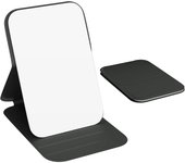 Espejo de maquillaje compacto para tocador, pequeño espejo plegable, de mano, 10 x 7 cm, negro