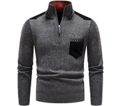 Korean Mens Fleece Sweater Half Zipper Up Jerseys Pullovers Autumn Winter Turtleneck Y2K Sweatshirts Jumpers Male Polo Shirts