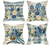 Fundas de Almohada de Primavera 18x18 - Juego de 4 Almohadas de Tiro de Granja - Decoraciones Decorativas del Hogar para Sofá