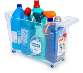 Plastic Forte - Cesta Organizadora con Ruedas Nº 1. Ideal Bajo Fregadero. Trasparente