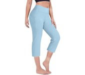 Women Elastic High Waist 3/4 Pant Casual Active Fit Wide Capris Leg Pants Trousers With Pockets Pants for Women Women’s Pants