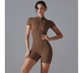 Yoga Set Women's Jumpsuits One-Piece Suit Zipper Short Sleeve Gym Push Up Workout Clothes Fitness Bodysuit Sportswear Tracksuit