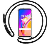 Tumundosmartphone Funda Colgante Transparente para Oppo A94 5G con Cordon Negro