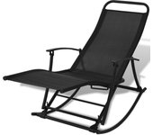 vidaXL Silla mecedora de jardín 2 unidades acero y textilene negro