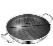 32cm Frying Pan Non Stick Wok Pan 304 Stainless Steel Food Grade Honeycomb Pot Bottom Induction Cooker Gas Stove General Durable